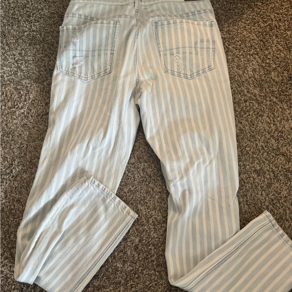 American Eagle Outfitters Blue and White Striped Straight Leg Jeans - Picture 6 of 6